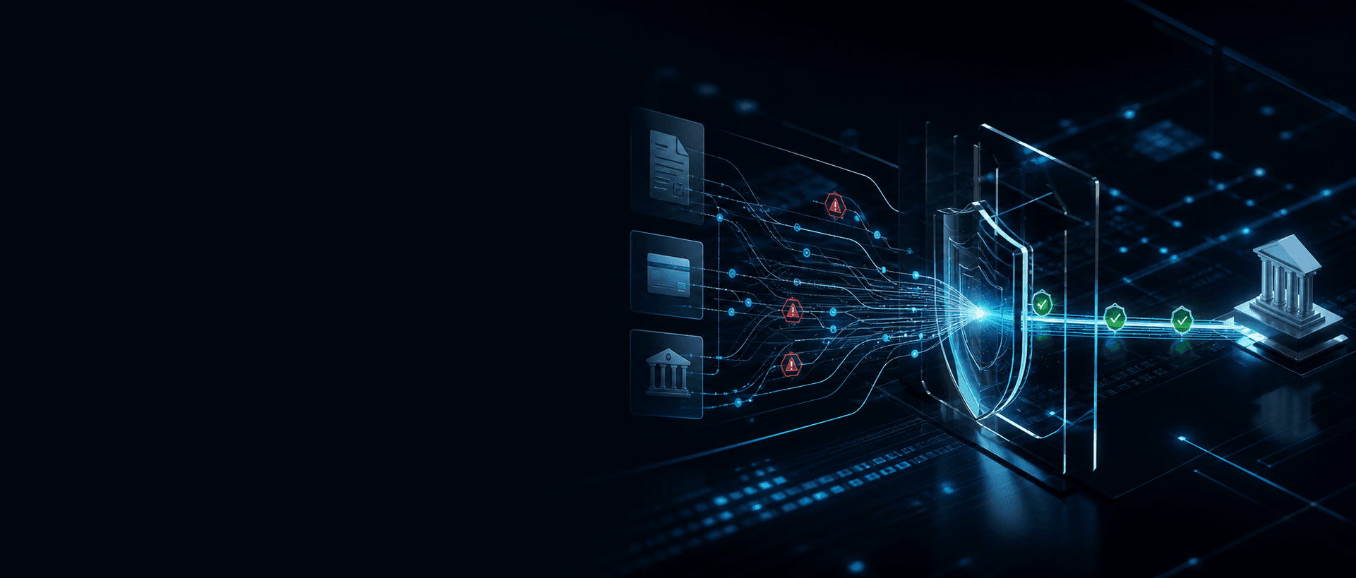 Payment and invoice signals passing through a secure review checkpoint
